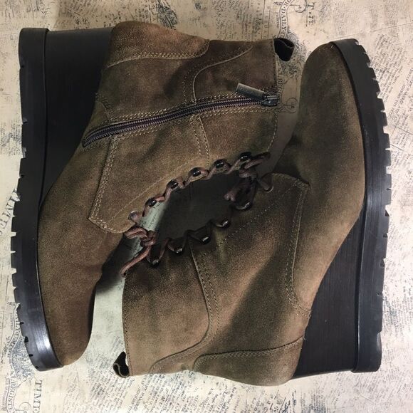 Aquatalia Chance Suede Lace-Up Wedge Boot, Forest (Olive) - Picture 8 of 13